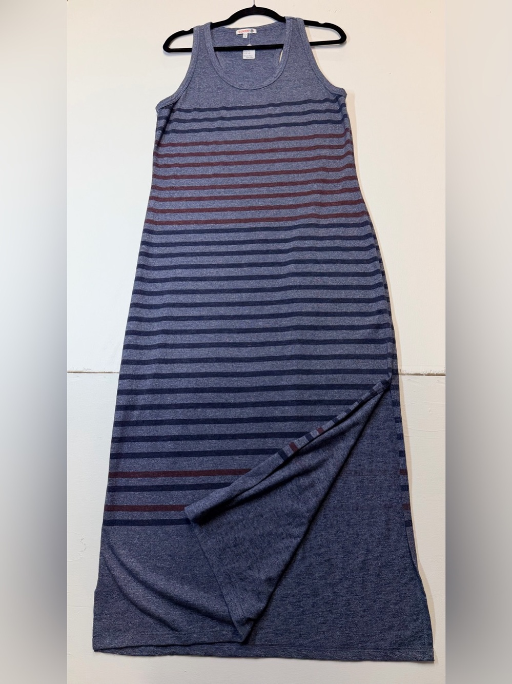 W119 Women’s Navy and Burgundy Striped Maxi Skirt
